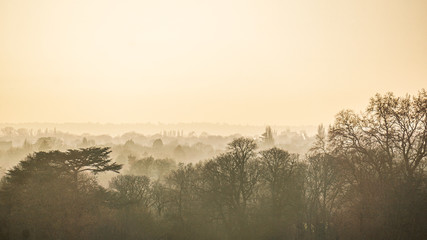 View over Richmond on a misty morning