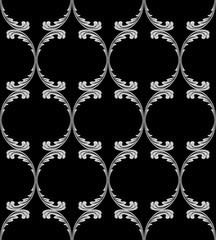 The geometric pattern of leaves. Seamless vector background. Black and white texture.