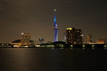 Fototapeta na wymiar 福岡西地区海岸風景の夜景