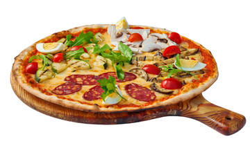 Four Season Pizza. Italina food - Quattro Stagioni Pizza isolated on white background