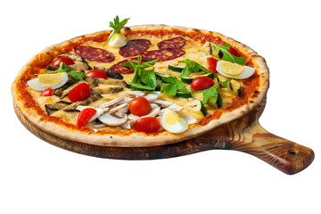 Four Season Pizza. Italina food - Quattro Stagioni Pizza isolated on white background