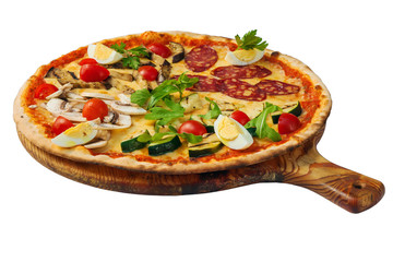 Four Season Pizza. Italina food - Quattro Stagioni Pizza isolated on white background