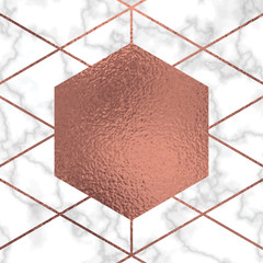 Marble Texture Vector Background with rose gold lines