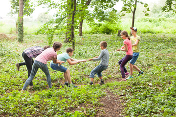 Tug-of-war in park