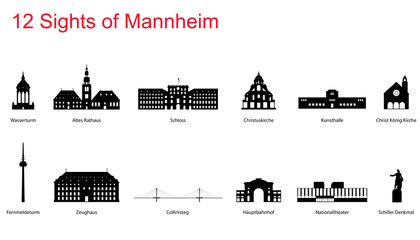 12 Sights of Mannheim - obrazy, fototapety, plakaty