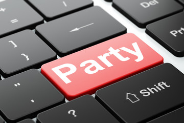 Fototapeta premium Holiday concept: Party on computer keyboard background