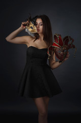 Beautiful  woman with carnival mask.