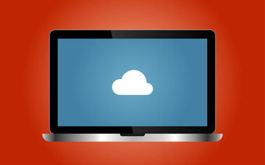Laptop and Cloud Shape on the Screen