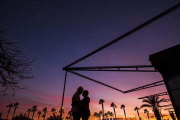 couple in love at sunset of Tenerife