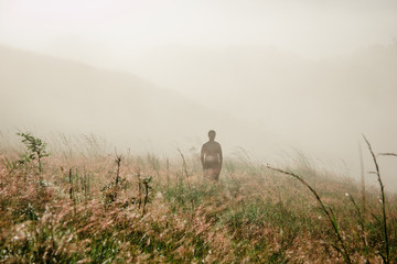 Freedom man into the wild. Pastel style filtered photo