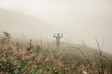 Freedom man into the wild. Pastel style filtered photo