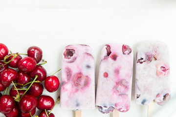 Homemade Vegan Cherry Popsicles with Chia Seeds and Coconut Milk