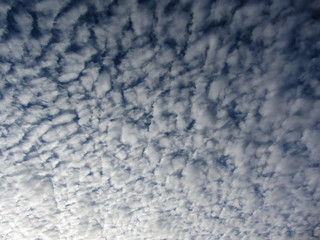 Obraz premium Many soft little clouds against blue sky background