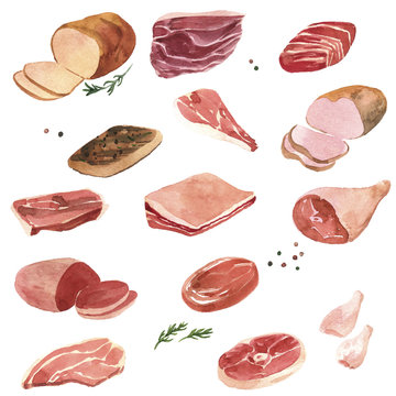 watercolor drawing meat