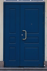 blue door with handle
