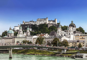 Fototapeta na wymiar View of Salzburg and the fortress Hohensalzburg. Austria