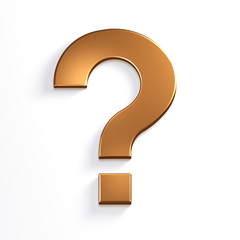 Question Mark in Bronze Copper Color Symbol in Style. 3D Rendering Illustration