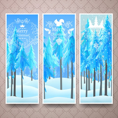 Christmas banners template with winter lanscape