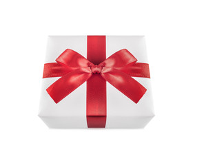 Gift box with red ribbon bow