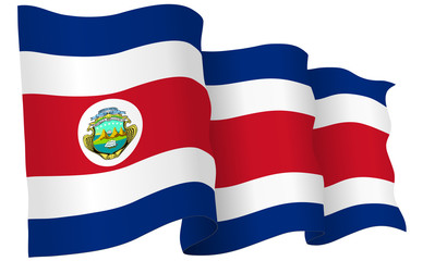 Costa Rica Flag Waving Vector Illustration