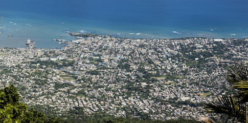 Aerial view of Puerto Plata from the top of Pico Isabel de Torres.