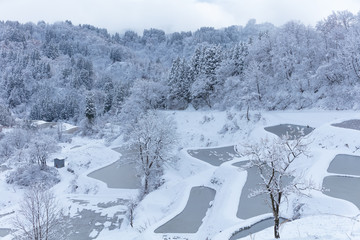 新潟県 蒲生の棚田  雪景色