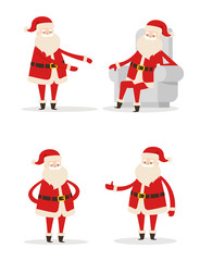 Santa Claus Gestures Set, Vector Illustration