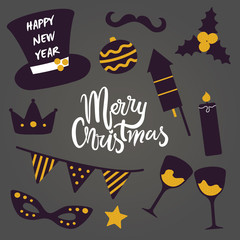 Merry Christmas Happy New Year Vector Pattern