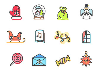 Christmas Collection of Icons Vector Illustration