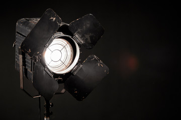 Old film projector/ Old film projector shines in the studio
