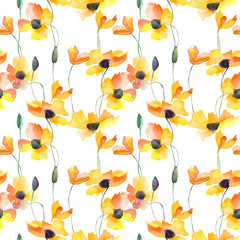 Fototapeta na wymiar Seamless wallpaper with Poppy flowers