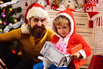 Happy family celebrate new year and Christmas.