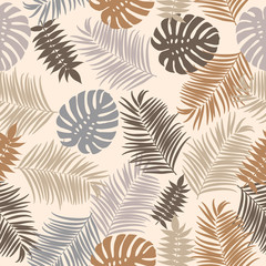 Tropical palm leaves vector seamless pattern