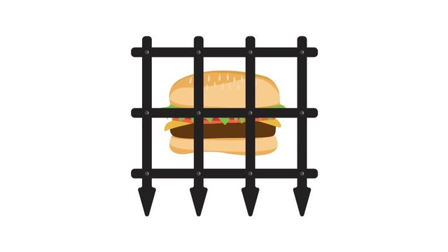 Animation of a castle gate closing down on a burger
