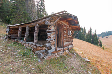 Abandoned log cabin in the Central Rocky Mountains of Montana United States
