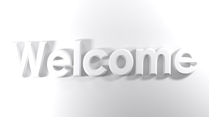 Welcome white 3D write - 3D rendering