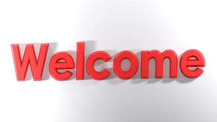 Welcome red 3D write - 3D rendering