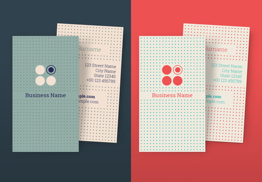 Business Card Layout with Dots and Circles