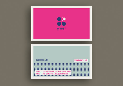 Business Card Layout with Bright Colors and Circular Elements