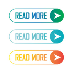 Read More colorful button set on white background. Flat line gradient button collection. Vector web element