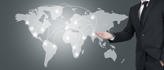 business man and international map