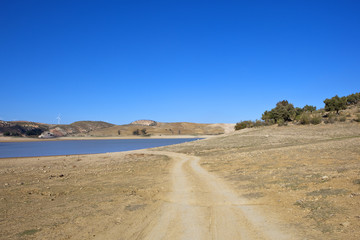 Fototapeta na wymiar arid reservoir landscape