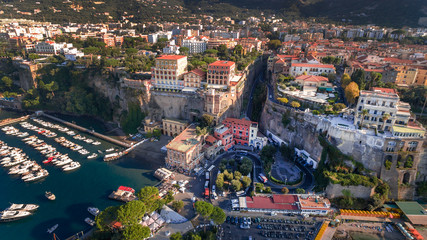 Aerial view of Sorrento city, Meta, Piano coast, Italy, street of mountains old city, tourism concept - obrazy, fototapety, plakaty