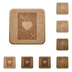 King of hearts card wooden buttons