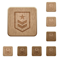 Military rank wooden buttons