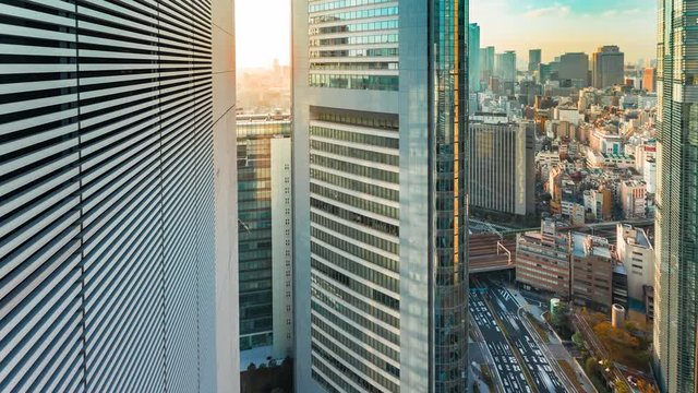 Time-lapse of Tokyo skyline and skyscrapers in Higashishinbashi