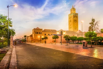 Zelfklevend Fotobehang Koutoubia Mosque at blue time, Marrakesh, Morocco © Serenity-H