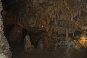 caverns with stalactites and stalagmites