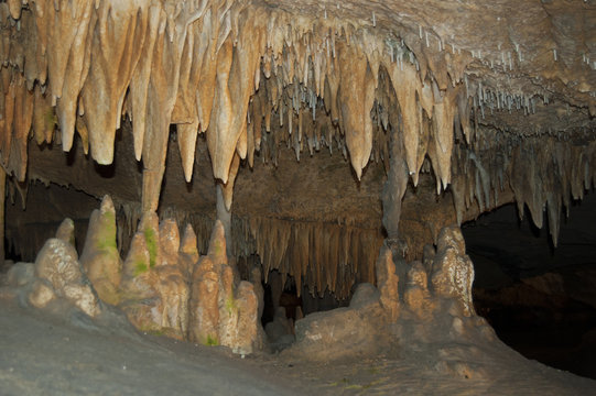 caverns with stalactites and stalagmites