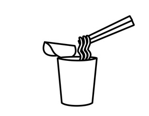 カップラーメン(線画、箸、右)